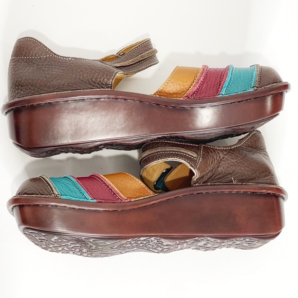 Spring Step BUMBLEBEE Brown Leather Multi Stripe Mary Jane Closed Toe Shoes 8.5 - Picture 4 of 9